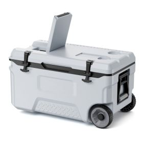 Hard Cooler, 52QT Portable Rolling Cooler With Wheels, Leak-Resistant Coolbox Keeps Contents Cool For 48 Hours, Ice Retention Insulated Chests, U (Option: Default)