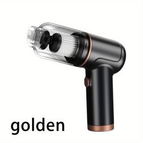 Two-in-one Wireless Vacuum Cleaner Blow Suction One Large Suction Portable Large Suction Computer Car Vacuum Cleaner Car Accessories (Color: golden)