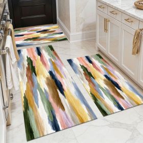 Three-piece kitchen rug set, non-slip and washable, abstract pattern kitchen hallway rug, soft and comfortable, suitable for sinks, floors, entra (Main Material: Polyester, Main Color: White)